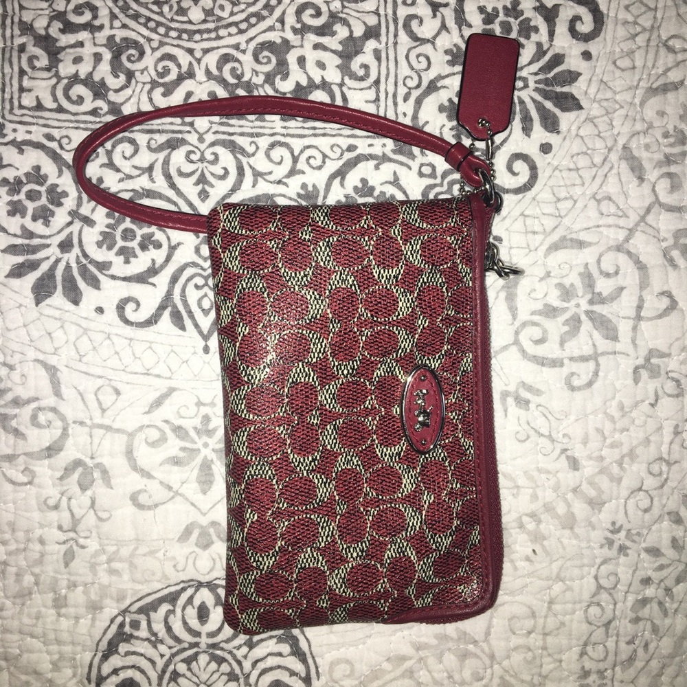 Red COACH wristlet